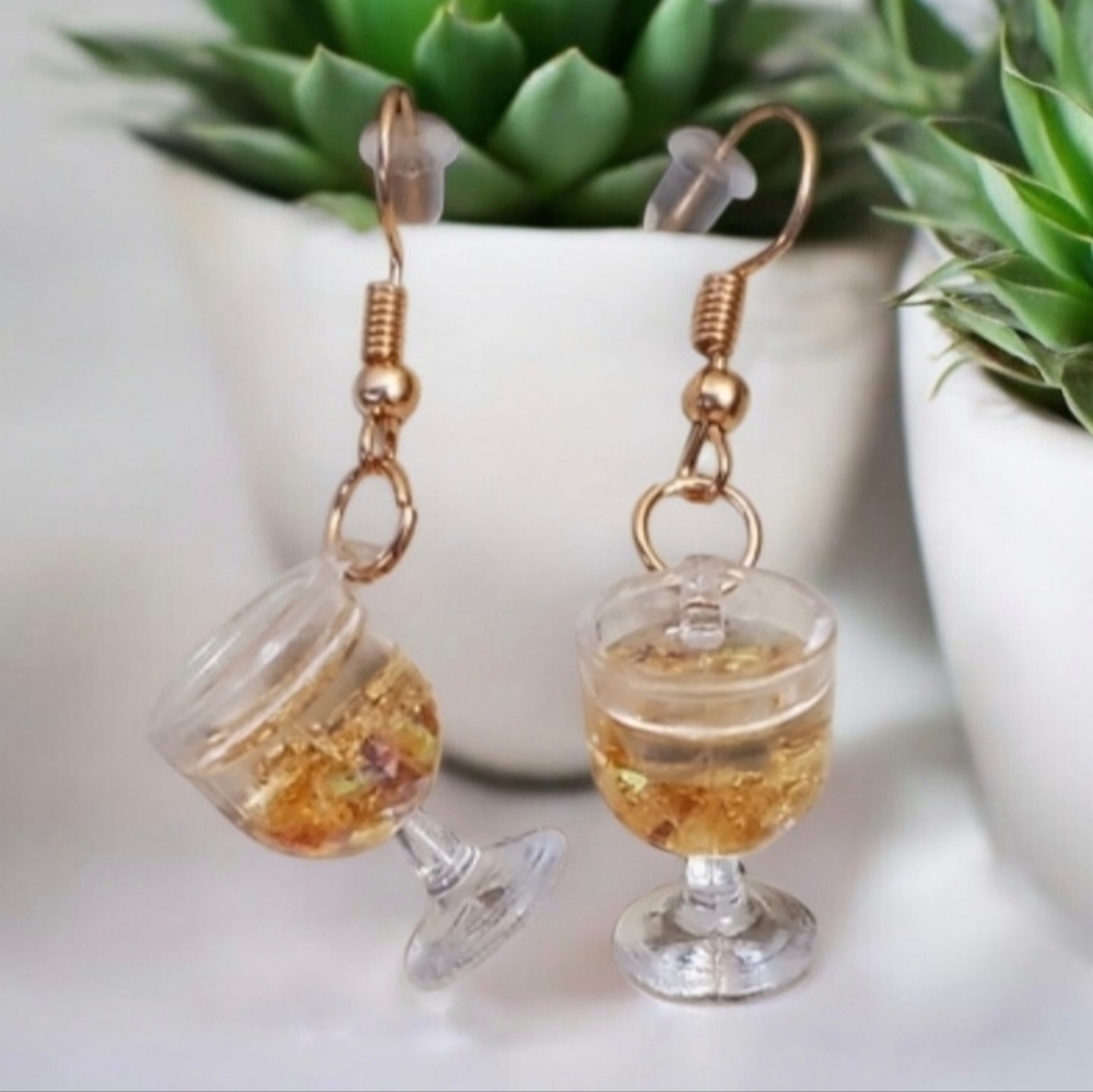 Glitter Wine Glass Earrings